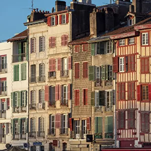 Basque houses on the Nive, Bayonne, Pyrenees-Atlantiques, Nouvelle Aquitaine, France