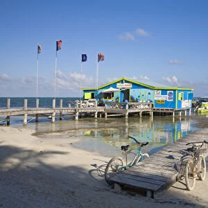 Belize, Ambergris Caye, Pier and dive shop