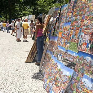 Brazil, Rio de Janeiro State, Rio de Janeiro city, paintings for sale in the Sunday