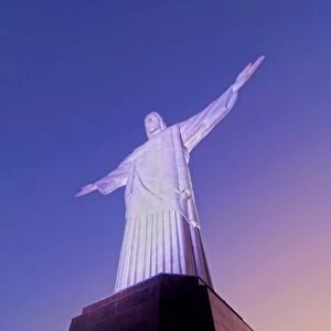 Brazil, State of Rio de Janeiro, City of Rio de Janeiro, Twilight view of the Christ