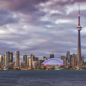 Canada, Ontario, Toronto, Harbourfront, CN Tower, Rogers Centre, and skyline