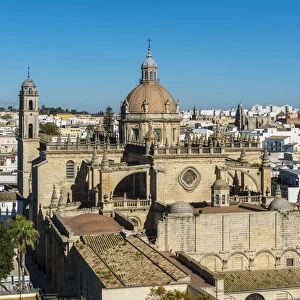 Cathedral and city skyline, Jerez de la Frontera, Andalusia, Spain