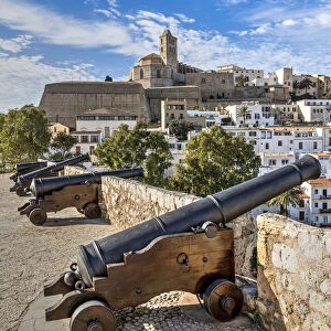 Cathedral and old town skyline, Dalt Vila, Ibiza, Balearic Islands, Spain