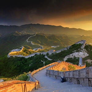 China, Beijing, Great wall of Badaling, sunset on the great wall