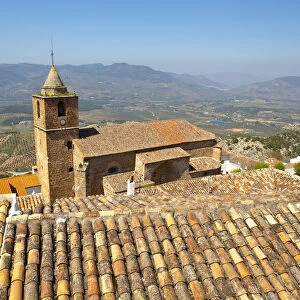 Church Spire and roof tops, Segura de la Sierra, Jaen Province, Andalusia, Spain