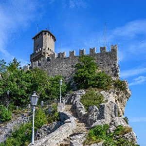 City of San Marino. Republic of San Marino, Europe. The fortress of Guaita on Mount