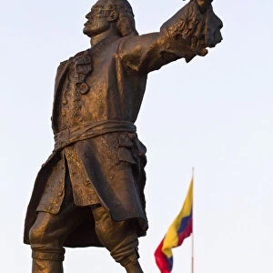 Colombia, Bolivar, Cartagena De Indias, Statue of Blas de Lezo with amputated arm