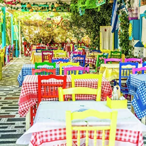 The colourful Zorbas restaurant in Kos Town, Kos, Dodecanese Islands, Greece