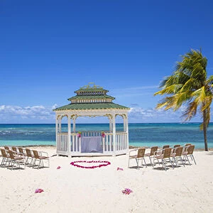 Cuba, Holguin Province, Gazebo set up for a wedding on Playa Guardalvaca