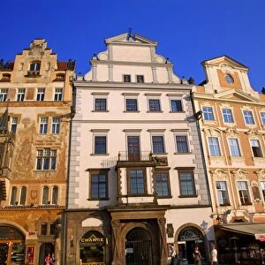 Czech Republic, Prague; Houses in the Old Town Square, Staromestke Namesti