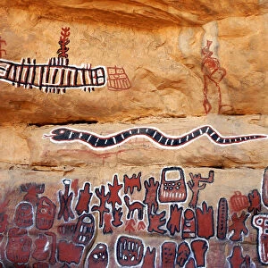 A decorated escarpment at the Dogon village of Songho