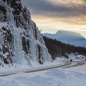 E8 Coastal highway in winter, Troms region, Norway