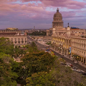 El Capitolio and Hotel Inglaterra near Parque Central in Central Havana, Havana, Cuba