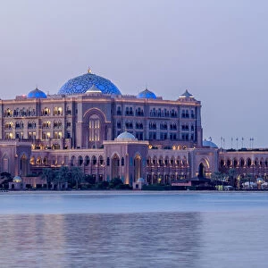 Emirates Palace Hotel at twilight, Abu Dhabi, United Arab Emirates