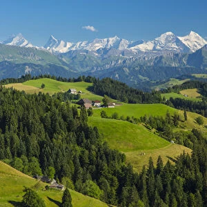 Emmental Valley and Swiss alps in the background, Berner Oberland, Switzerland