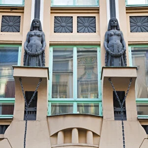 Estonia, Tallinn, Art Nouveau-Jugendstil building detail