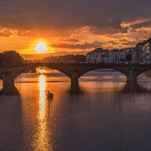 Europe, European, Italy, italian, Tuscany, Florence, sunset at Arno river
