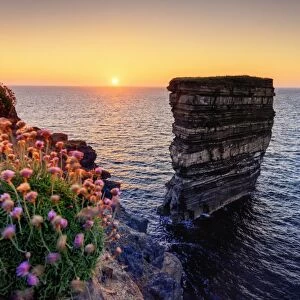 Europe, Ireland, Downpatrick head sea stack at sunset