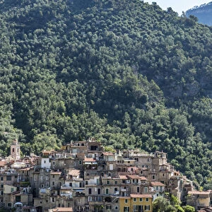 Europe, Italy, Liguria. Airole. A view of the little Ligurian town