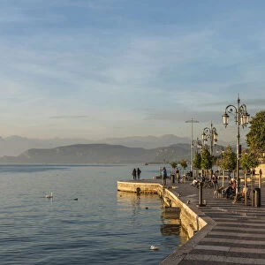 europe, Italy, Veneto. the lake promenade of Lazise