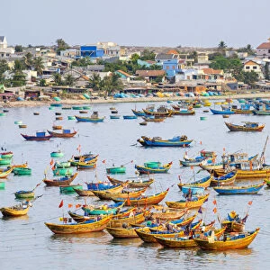 Fishing boats in harbor at Mui Ne, Phan Thiet, Binh Thuan Province, Vietnam