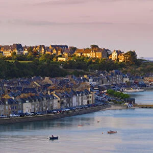 France, Brittany, Ille-et-Vilaine, Cancale, overview at dusk, Panorama