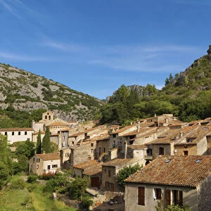 France, Provence, Saint-Guilhem-le-Desert, Overview of town
