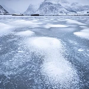 Frozen lake, Lofoten Islands, Norway