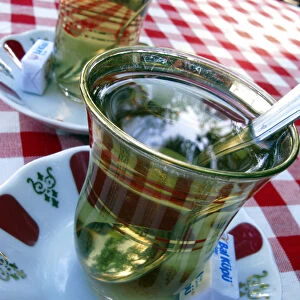 Glasses of Turkish Apple Tea. Pierre Loti Cafe, Eyup, Istanbul, Turkey
