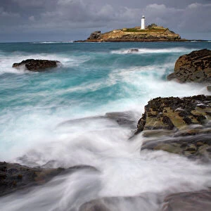 Godrevy Lighthouse, St. Ives Bay, Cornwall, England