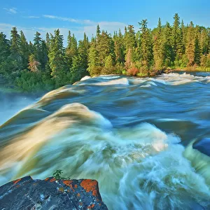 The Grass River plunges at Pisew Falls Pisew Falls Provincial Park, Manitoba, Canada
