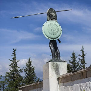 Greece, Central Greece Region, Thermopylae, statue of Spartan leader Leonidas