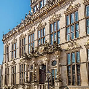 Historic house Schuetting on the market square, Bremen, Germany