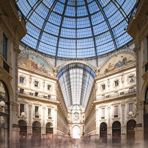 Iconic view of Vittorio Emanuele II Gallery. Milan, Italy