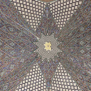Iran, Central Iran, Kermanshah, ornamental gate and highway rest stop, tilework detail