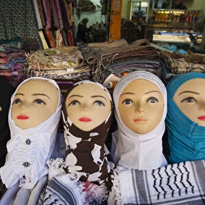 Israel, Jerusalem, Old City, female mannequins with Arab headscarves