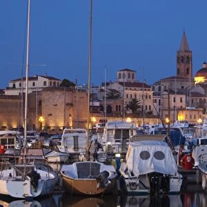 Italy, Sardinia, Western Sardinia, Alghero, city walls from the yacht marina