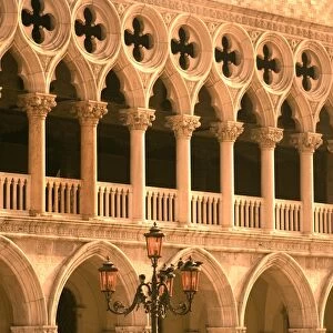 Italy, Veneto, Venice; Arches on the Palazzo Ducale, one of the main icons of Venice