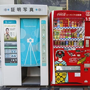 Japan, Honshu, Tokyo, Asakusa, Drinks Street Vending Machine and Photo Booth