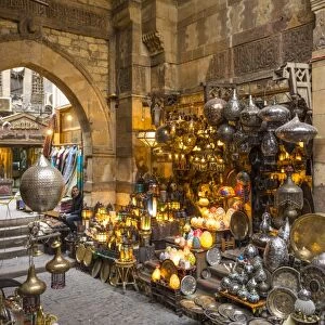 Lanterns for sale in a shop in the Khan el-Khalili bazaar (Souk), Cairo, Egypt