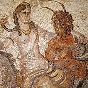 Libya, Cyrene. Mosaic of Nymph and Satyr from Villa of Jason Magnus in the museum