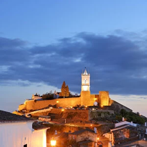 The medieval walled village of Monsaraz at twilight. Alentejo, Portugal