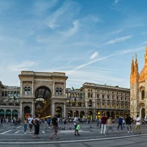 Milan, Lombardy, Italy. Duomo Square and the Cathedral at sunset
