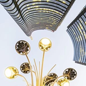 Milan, Lombardy, Italy. Upward view of the skyscrapers of the new Porta Nuova business