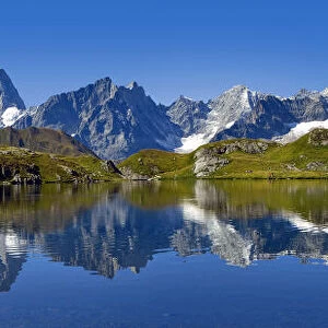 Monte Blanc in the mirror, Lac de Fenetre, Switzerland, Europe