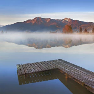 Moor lake and boardwalk - Germany, Bavaria, Upper Bavaria, Bad Tolz-Wolfratshausen