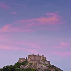 Mount Orgueil Castle, Grouville Bay in Gorey, Jersey, Channel Islands