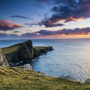 Neist Point Lighthouse at Sunset, Isle of Skye, Highland Region, Scotland