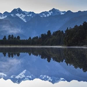 New Zealand, South Island, West Coast, Fox Glacier Village, Lake Matheson, reflection of Mt