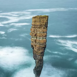 North Gaulton Castle sea stack on the wild west coast of Mainland Orkney, Scotland, UK. Autumn (October) 2022